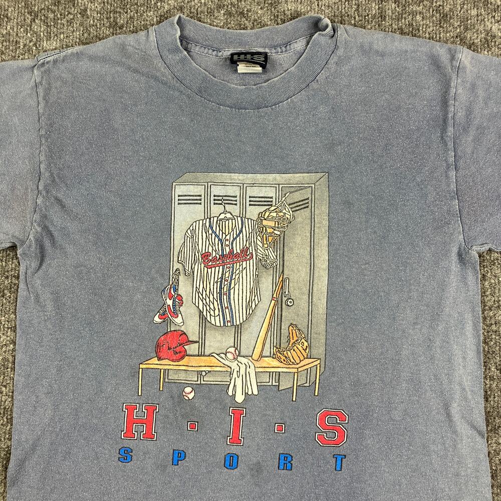 HIS Sport T-Shirt Mens Medium Blue‎ Locker Room Graphic Short Sleeve Casual